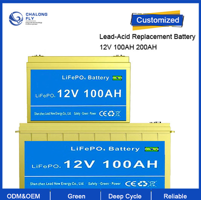 OEM ODM LiFePO4 lithium battery Lead Acid Replacement LiFePO4 Lithium Battery 12.8V 100AH 200AH Rechargeable For EV