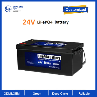 LiFePO4 24V 100AH ​​Li-ion Lifepo4 লিথিয়াম ব্যাটারি বিএমএস সহ সোলার এনার্জি মোটরসাইকেল বোট আরভি ক্যাম্পারের জন্য